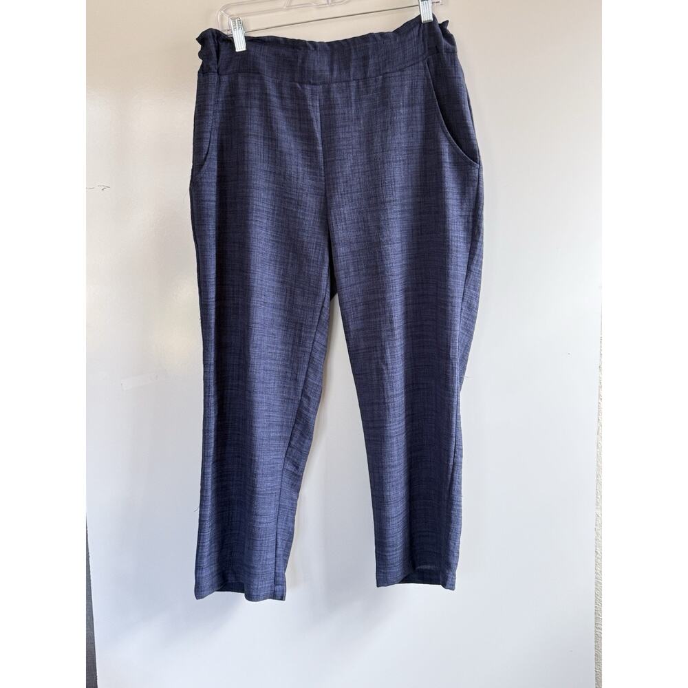 Jessica Riley Women’s Blue Pull On Ankle Office Pants PL Cropped Inseam 24.5